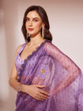 Lavender Organza Saree With Blouse Piece