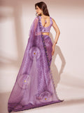 Lavender Organza Saree With Blouse Piece