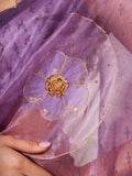 Lavender Organza Saree With Blouse Piece