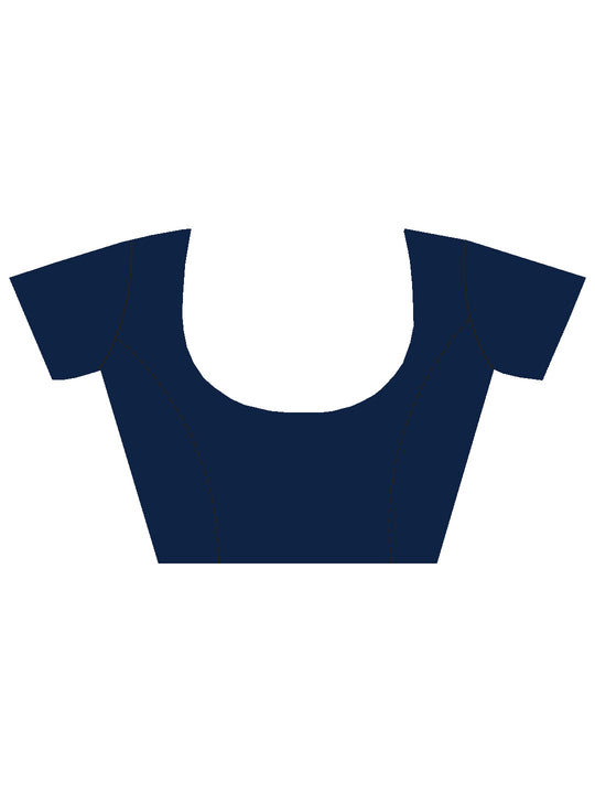 Navy Blue & Rust Georgette Saree With Blouse Piece