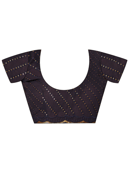 Blue Printed Georgette Saree With Blouse Piece