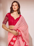 Pink  Printed Georgette Saree With Blouse Piece