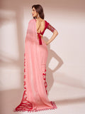 Pink  Printed Georgette Saree With Blouse Piece