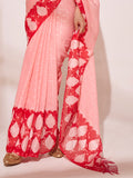 Pink  Printed Georgette Saree With Blouse Piece