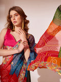 Multicolor Georgette Saree With Blouse Piece