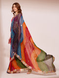 Multicolor Georgette Saree With Blouse Piece