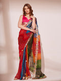 Multicolor Georgette Saree With Blouse Piece