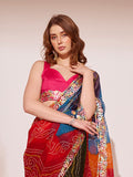 Multicolor Georgette Saree With Blouse Piece