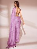 Lavender Printed Georgette Saree With Blouse Piece