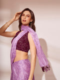 Lavender Printed Georgette Saree With Blouse Piece