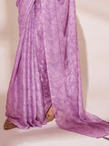 Lavender Printed Georgette Saree With Blouse Piece