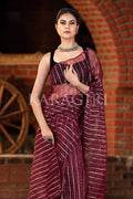 Burgundy Maroon Organza Saree