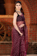 Burgundy Maroon Organza Saree