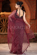 Burgundy Maroon Organza Saree