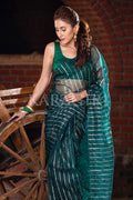 Teal Blue Organza Saree