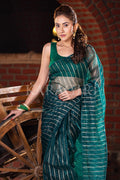 Teal Blue Organza Saree