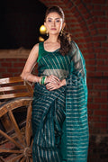 Teal Blue Organza Saree