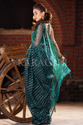 Teal Blue Organza Saree