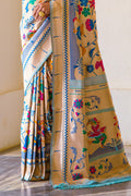 Firozi Paithani Silk Saree With Blouse Piece