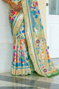 Pista Paithani Silk Saree With Blouse Piece