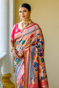 Rani Pink Paithani Silk Saree With Blouse Piece