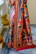 Rani Pink Paithani Silk Saree With Blouse Piece