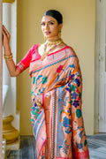 Rani Pink Paithani Silk Saree With Blouse Piece