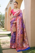 Purple Paithani Silk Saree With Blouse Piece