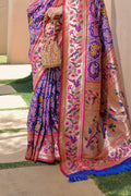 Purple Paithani Silk Saree With Blouse Piece