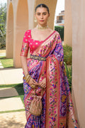 Purple Paithani Silk Saree With Blouse Piece