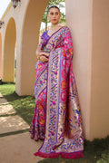 Pink Paithani Silk Saree With Blouse Piece