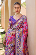 Pink Paithani Silk Saree With Blouse Piece