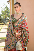 Red Paithani Silk Saree With Blouse Piece