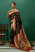 Black Paithani Silk Saree With Blouse Piece