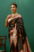 Black Paithani Silk Saree With Blouse Piece