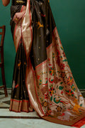 Black Paithani Silk Saree With Blouse Piece