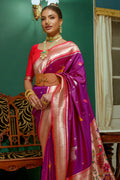 Purple Paithani Silk Saree With Blouse Piece