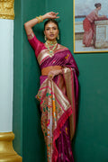 Wine Paithani Silk Saree With Blouse Piece