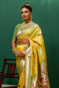 Yellow Paithani Silk Saree With Blouse Piece