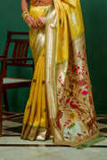 Yellow Paithani Silk Saree With Blouse Piece