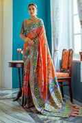 Orange Paithani Silk Saree With Blouse Piece
