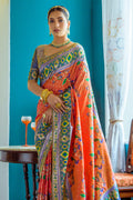 Orange Paithani Silk Saree With Blouse Piece