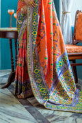 Orange Paithani Silk Saree With Blouse Piece