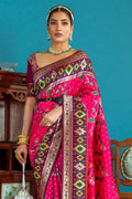 Pink Paithani Silk Saree With Blouse Piece