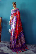 Red Paithani Silk Saree With Blouse Piece