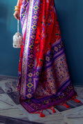 Red Paithani Silk Saree With Blouse Piece