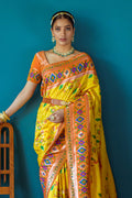 Yellow Paithani Silk Saree With Blouse Piece