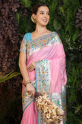 Pink Paithani Silk Saree With Blouse Piece