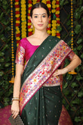 Green Paithani Silk Saree With Blouse Piece