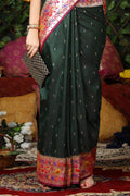 Green Paithani Silk Saree With Blouse Piece